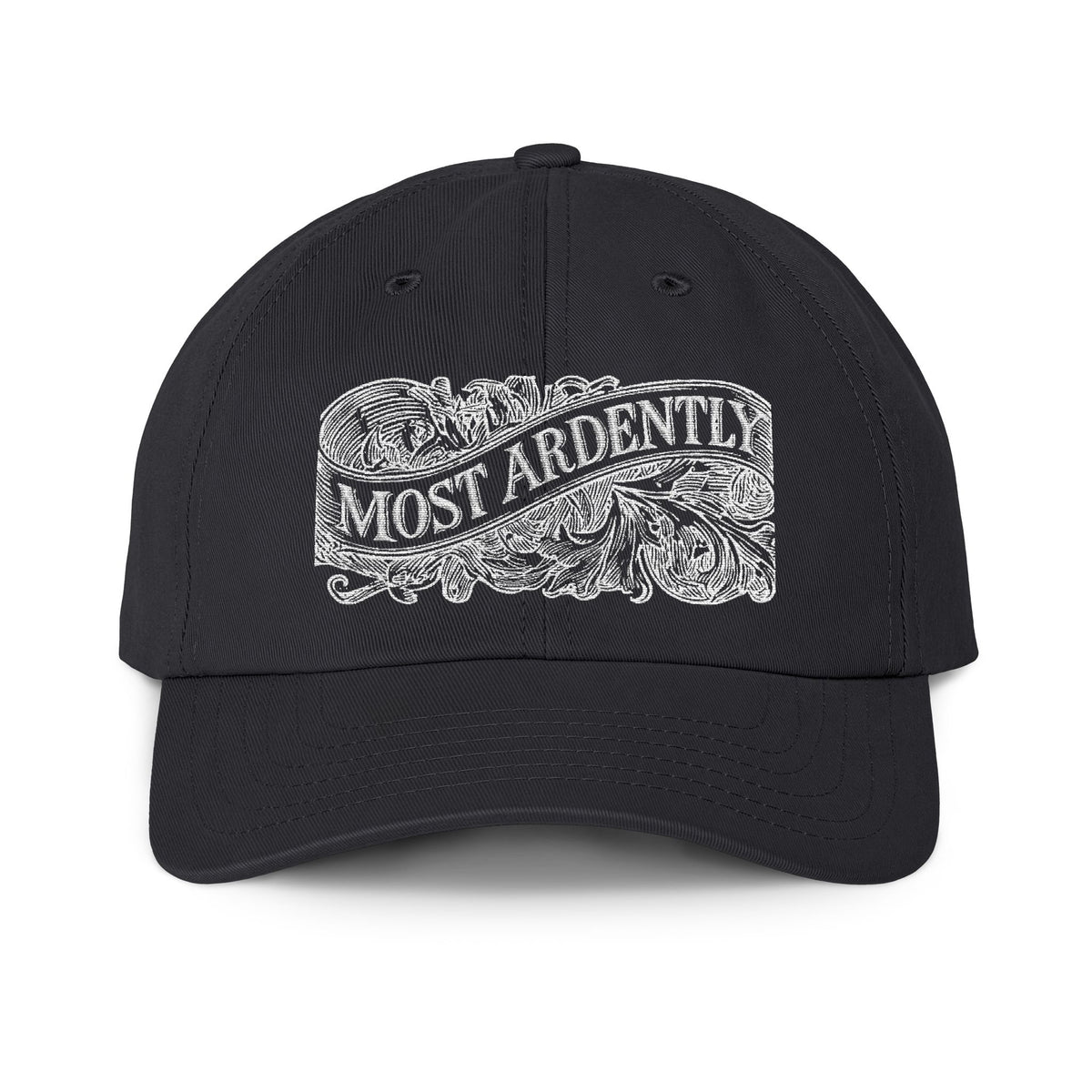 'Most Ardently' Vintage Engraving — Cream Lettering Outdoor Cap