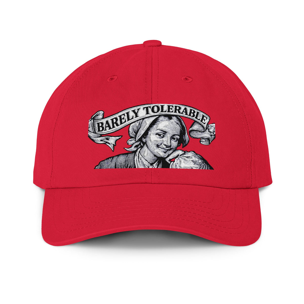"Barely Tolerable "— Vintage Portrait Embroidered Cap