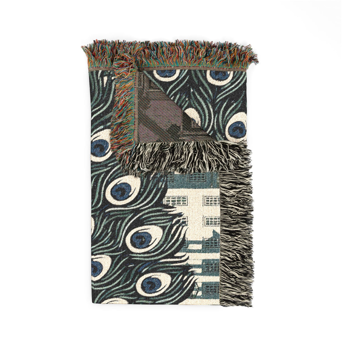 Peacock - Mansfield Park - Woven Blanket | Peacock Feather Throw, Decorative Jacquard