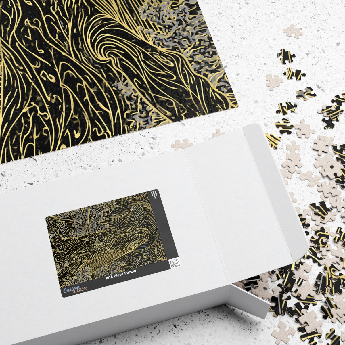 Gold Line Whale Illustration Puzzle | Ocean Art Jigsaw 110–1014 pcs