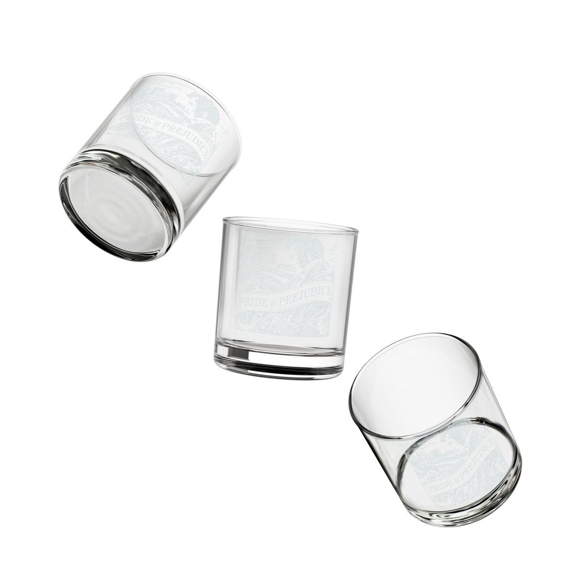 Jane Austen Inspired Whiskey Glass – 10.5 oz Classic Rocks Tumbler - Pride & Prejudice