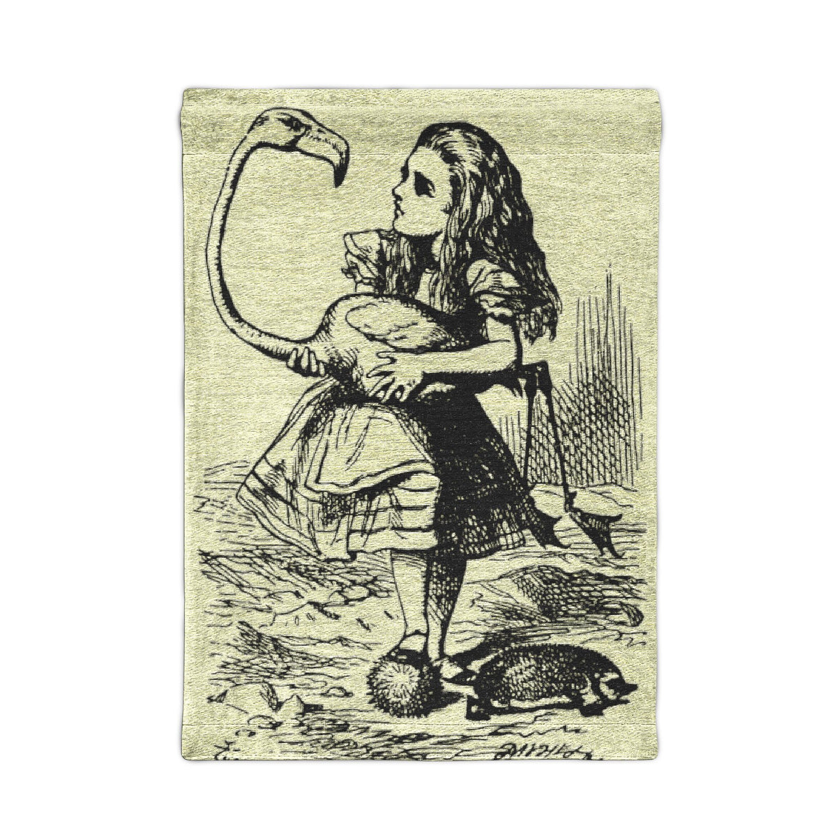 Alice in Wonderland Woven Wall Tapestry – Vintage Black & White Illustration