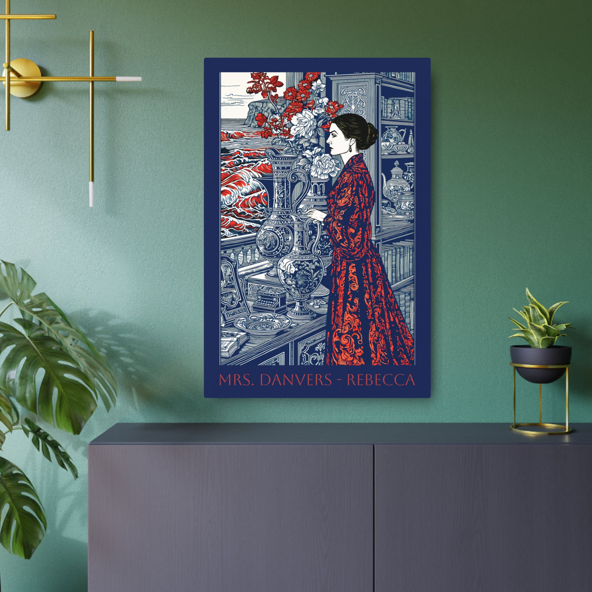 Metal Art Print — "Mrs. Danvers • Rebecca" Vintage Gothic Bookplate Wall Art