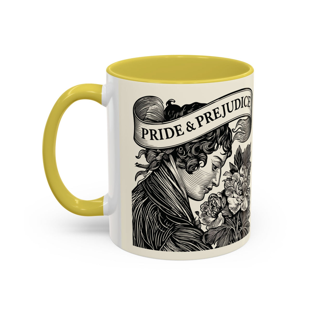 Quote from Pride & Prejudice Vintage Floral Mug — “Pride & Prejudice” Ceramic Book Lover Mug (11oz/15oz)