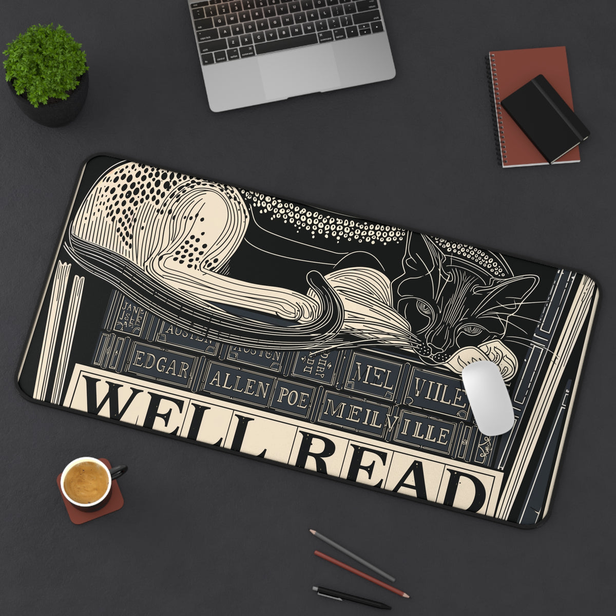 WELL READ catnap - Desk Mat | Literary, Edgar Allan Poe, Reading-themed