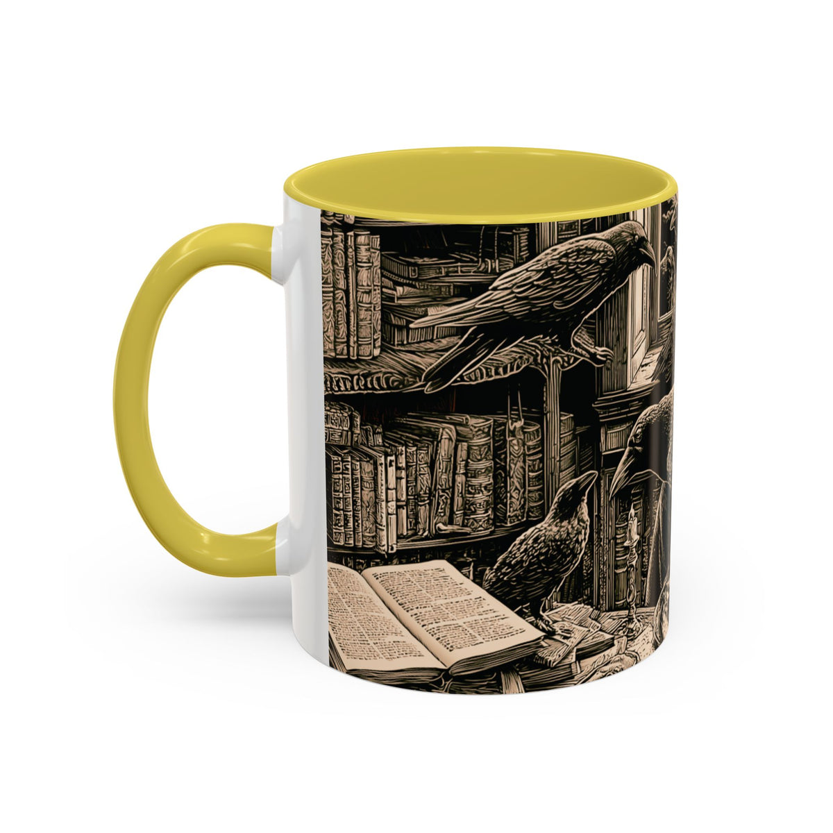 Edgar Allan Poe Raven Portrait Mug | Ceramic Coffee Cup