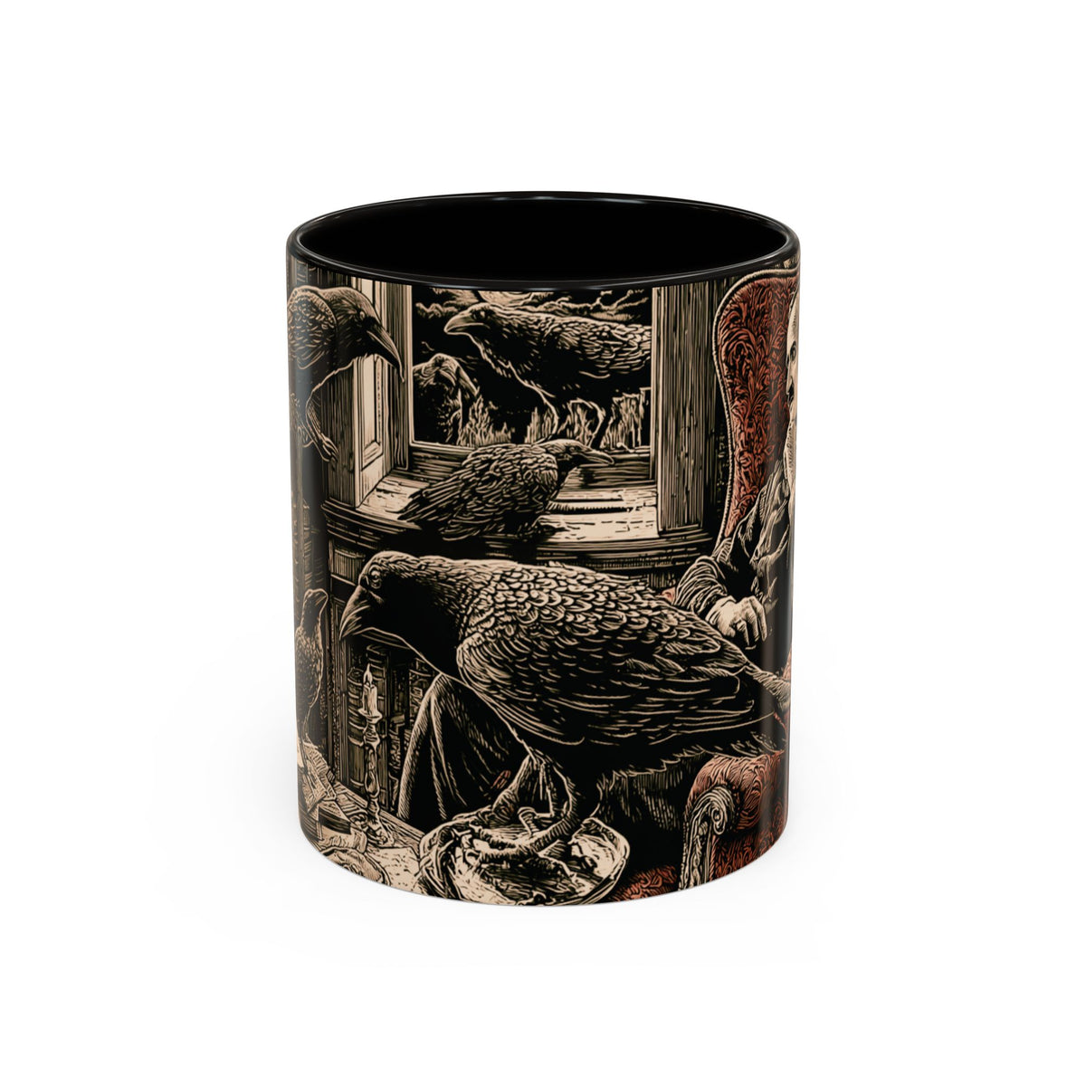 Edgar Allan Poe Raven Portrait Mug | Ceramic Coffee Cup