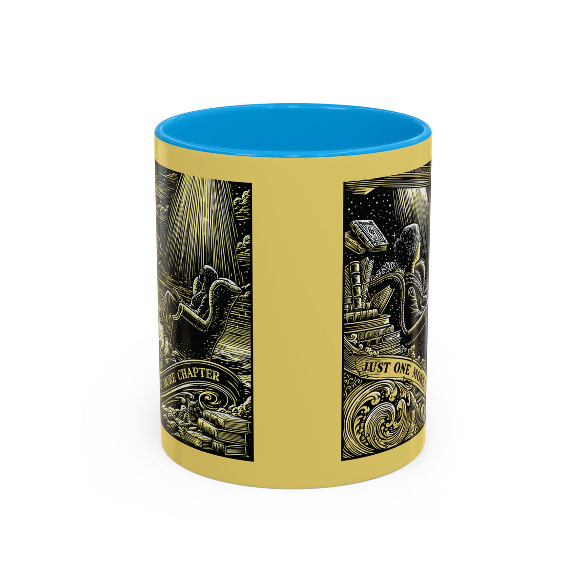 "Just One More Chapter" Under UFO Illustration Mug | Color Accent Coffee Cup