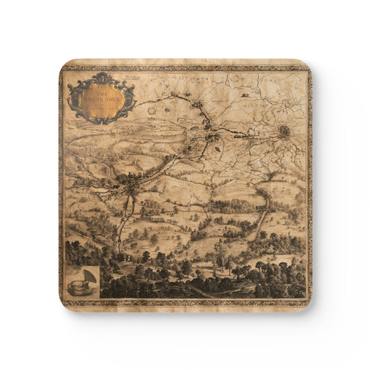 Jane Austen's Grand Tour of Bath - Vintage Map — Antique Atlas Drink Coasters (4-Pack)