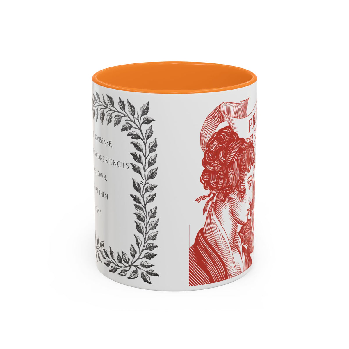 "...follies and nonsense" Elizabeth Bennet Quote  —  Pride & Prejudice Floral Mug (11oz/15oz)