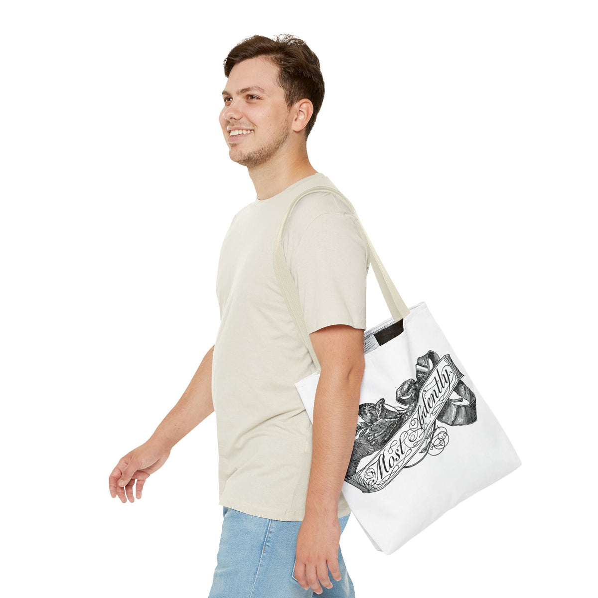 Regency Ribbon Banner Tote — Most Ardently