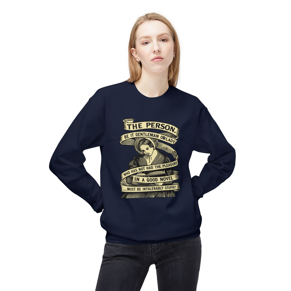 Novel Lover Crewneck Sweatshirt — "Reading Good Books" Vintage Book Quote