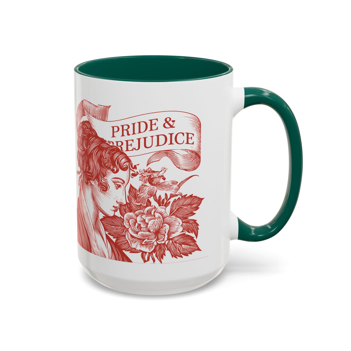 "...follies and nonsense" Elizabeth Bennet Quote  —  Pride & Prejudice Floral Mug (11oz/15oz)