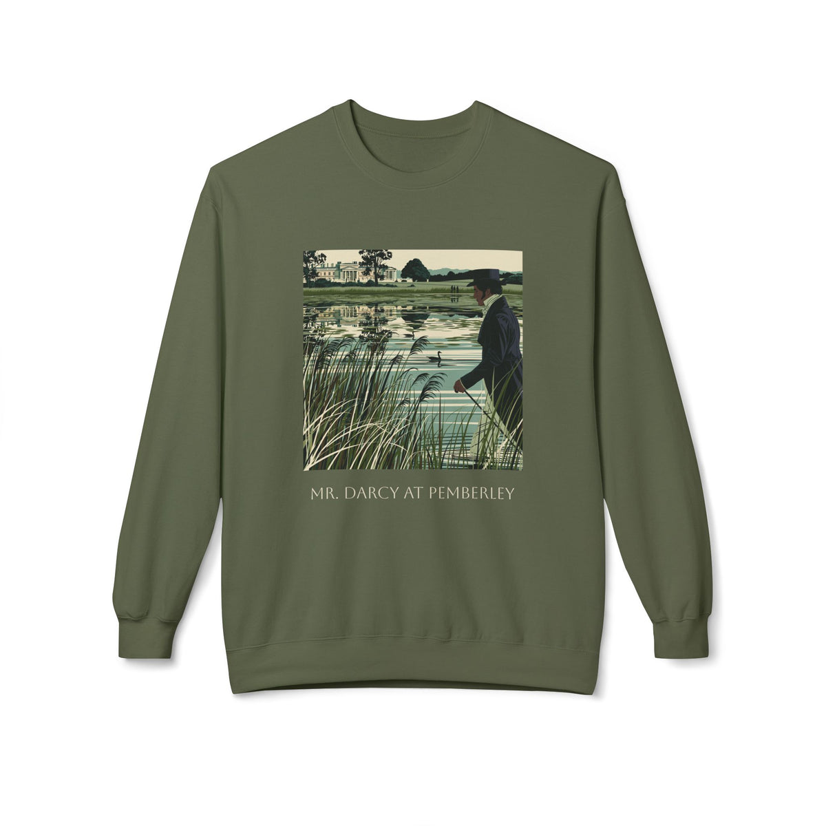 Mr. Darcy Crewneck Sweatshirt — "Mr. Darcy at Pemberley" Classic Jane Austen Sweatshirt