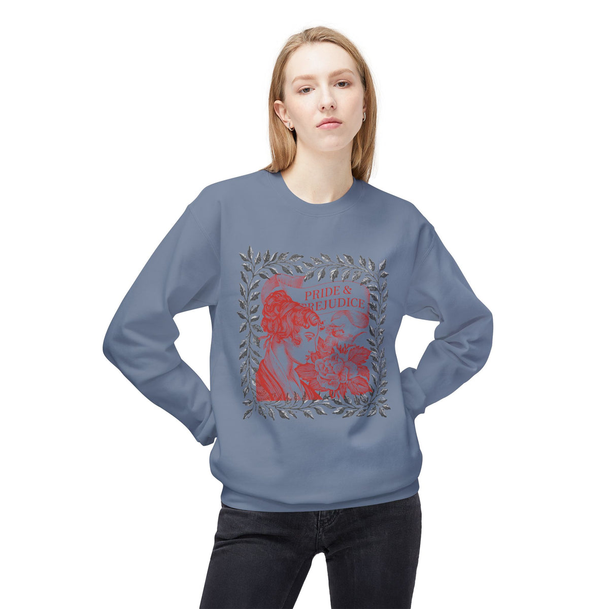 Pride & Prejudice Illustration Sweatshirt — Jane Austen Booklover Crewneck (Derbyshire Coordinates)