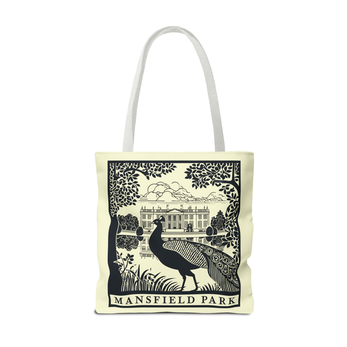 Mansfield Park Illustrated Tote — Vintage Estate Peacock Tote Bag