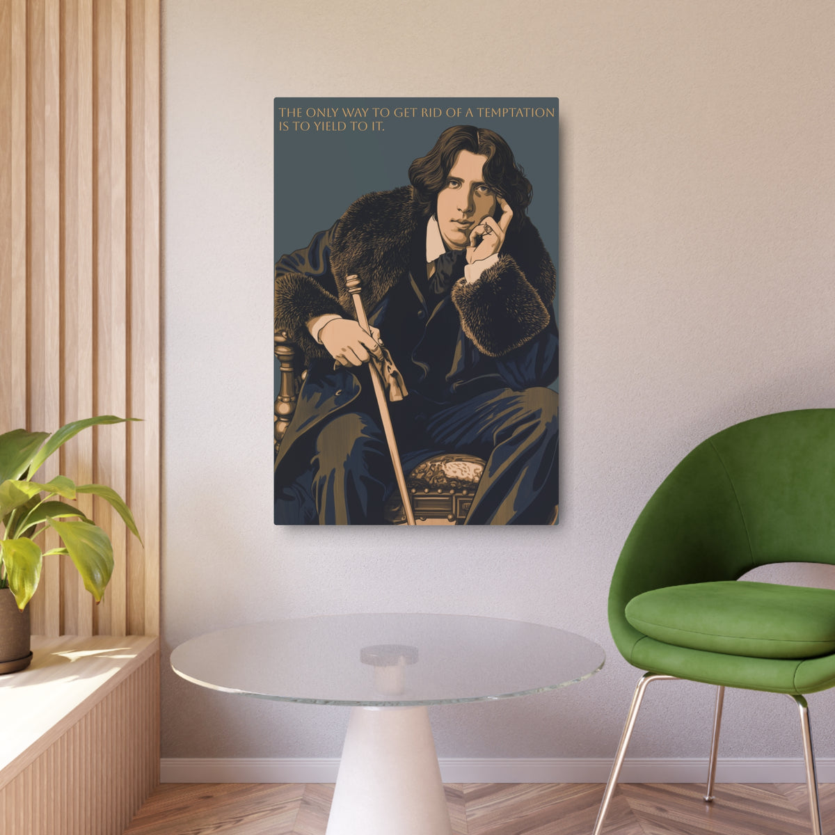 Oscar Wilde Metal Art Sign – 'The Only Way to Get Rid of a Temptation Is to Yield to It' Decorative Plaque