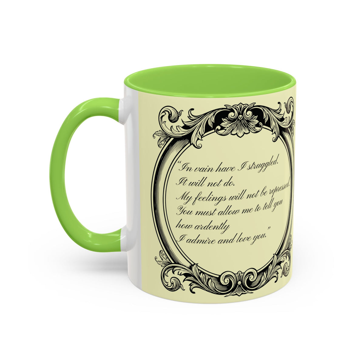 Pride & Prejudice Vintage Illustration Ceramic Mug — Mr. Darcy at Pemberley with Quote (11oz/15oz)
