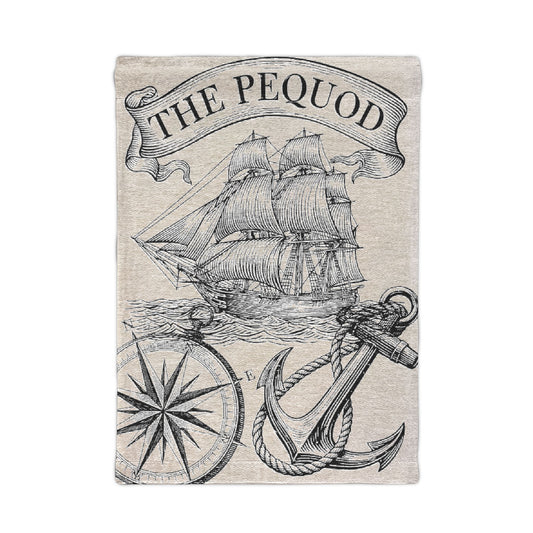 The Pequod Sailing Ship Woven Wall Tapestry —  Nautical Anchor & Compass Wall Art