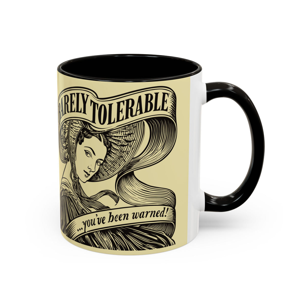 Vintage 'Barely Tolerable' Illustration Coffee Mug (11oz/15oz)