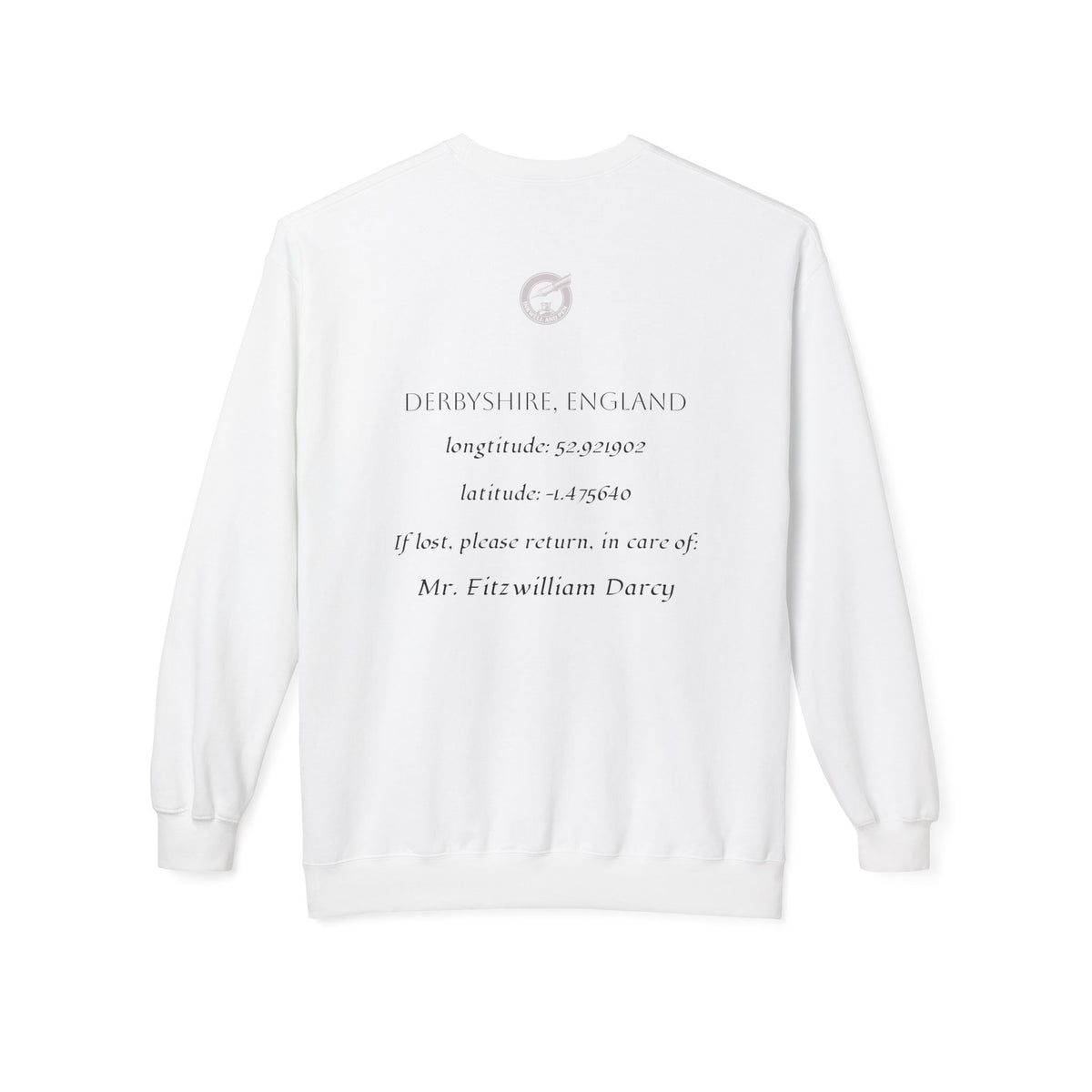 Pride & Prejudice Illustration Sweatshirt — Jane Austen Booklover Crewneck (Derbyshire Coordinates)