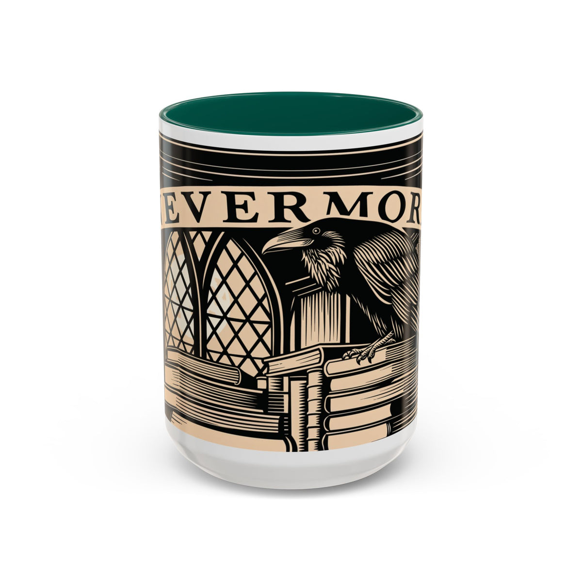 x Nevermore Raven woodcut illustration Mug | Edgar Allan Poe inspired