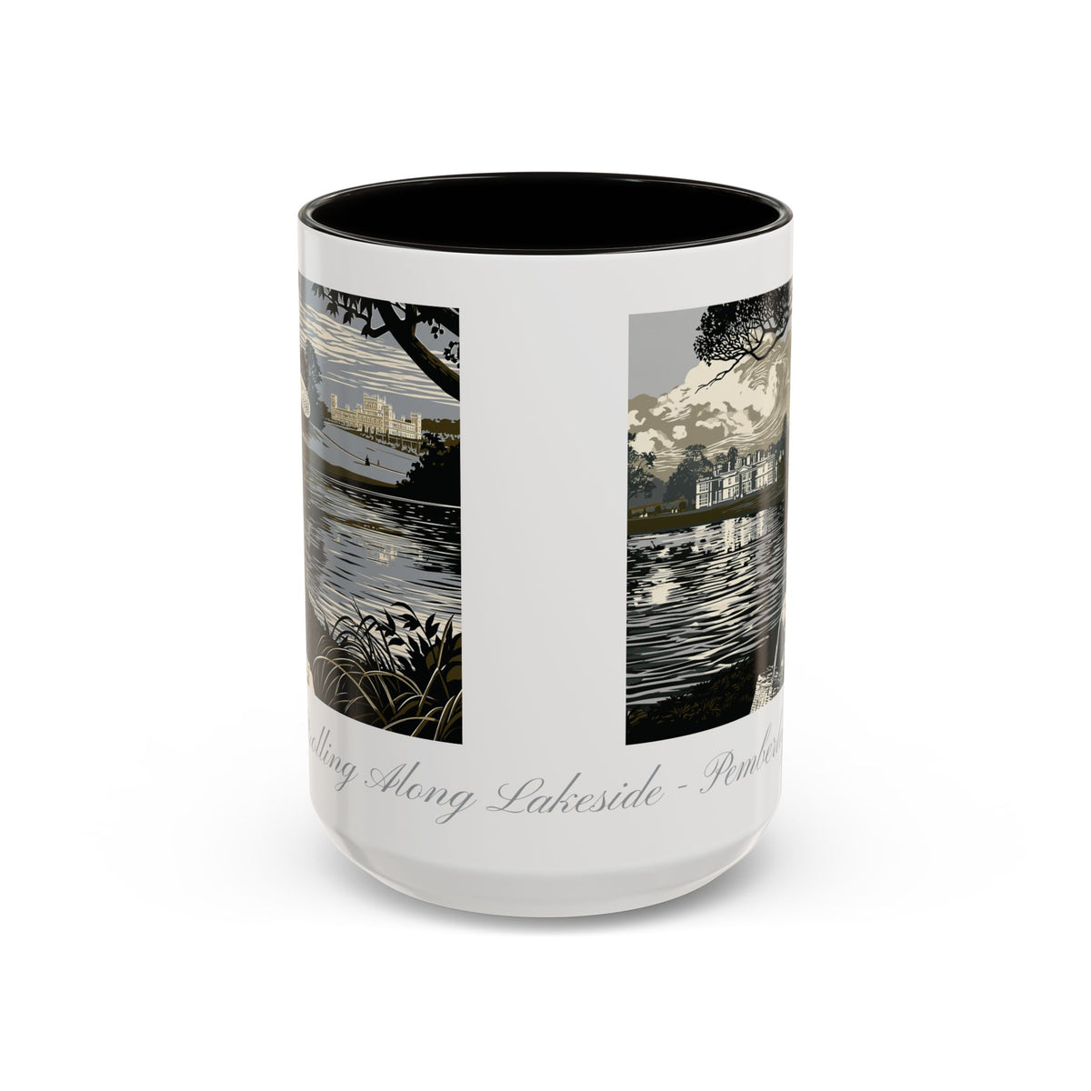 'Strolling Pemberley' Ceramic Coffee Cup — Vintage Regency Silhouette Mug
