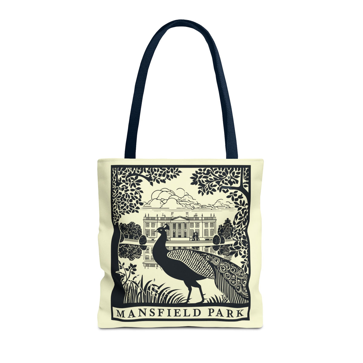 Mansfield Park Illustrated Tote — Vintage Estate Peacock Tote Bag