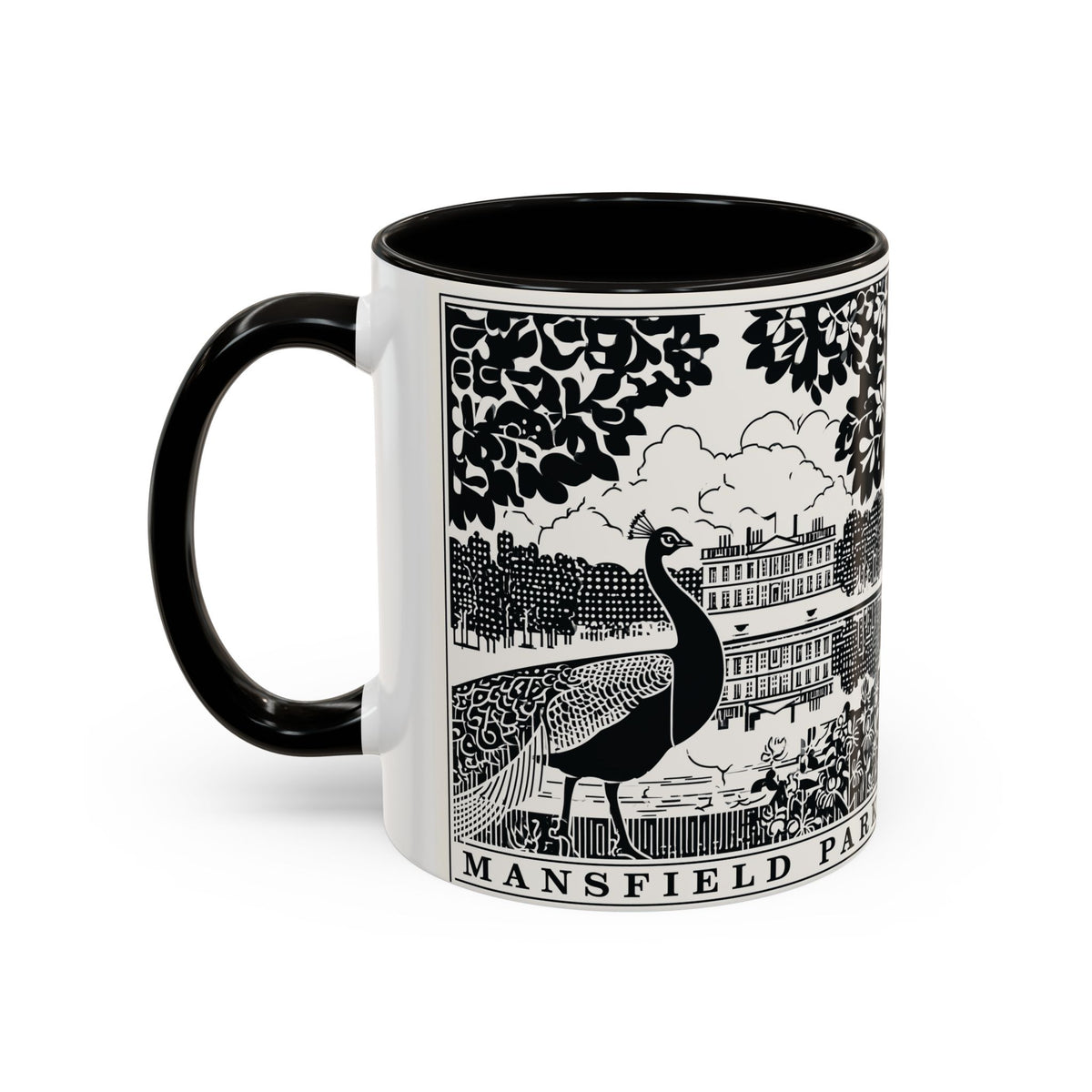 Mansfield Park Peacock Illustration Mug | Vintage Etching Wraparound
