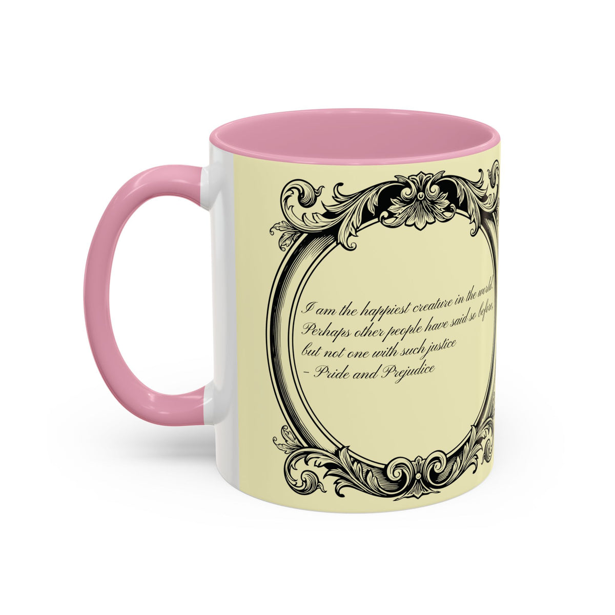 Pride & Prejudice Vintage Floral Mug — “Pride & Prejudice” Ceramic Book Lover Mug (11oz/15oz)