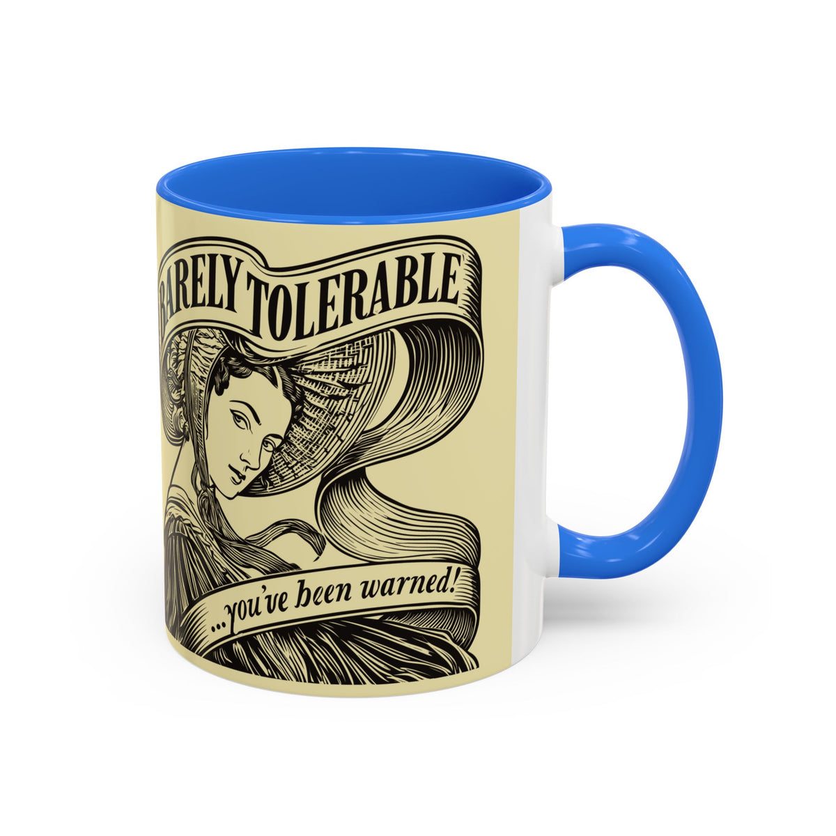 Vintage 'Barely Tolerable' Illustration Coffee Mug (11oz/15oz)