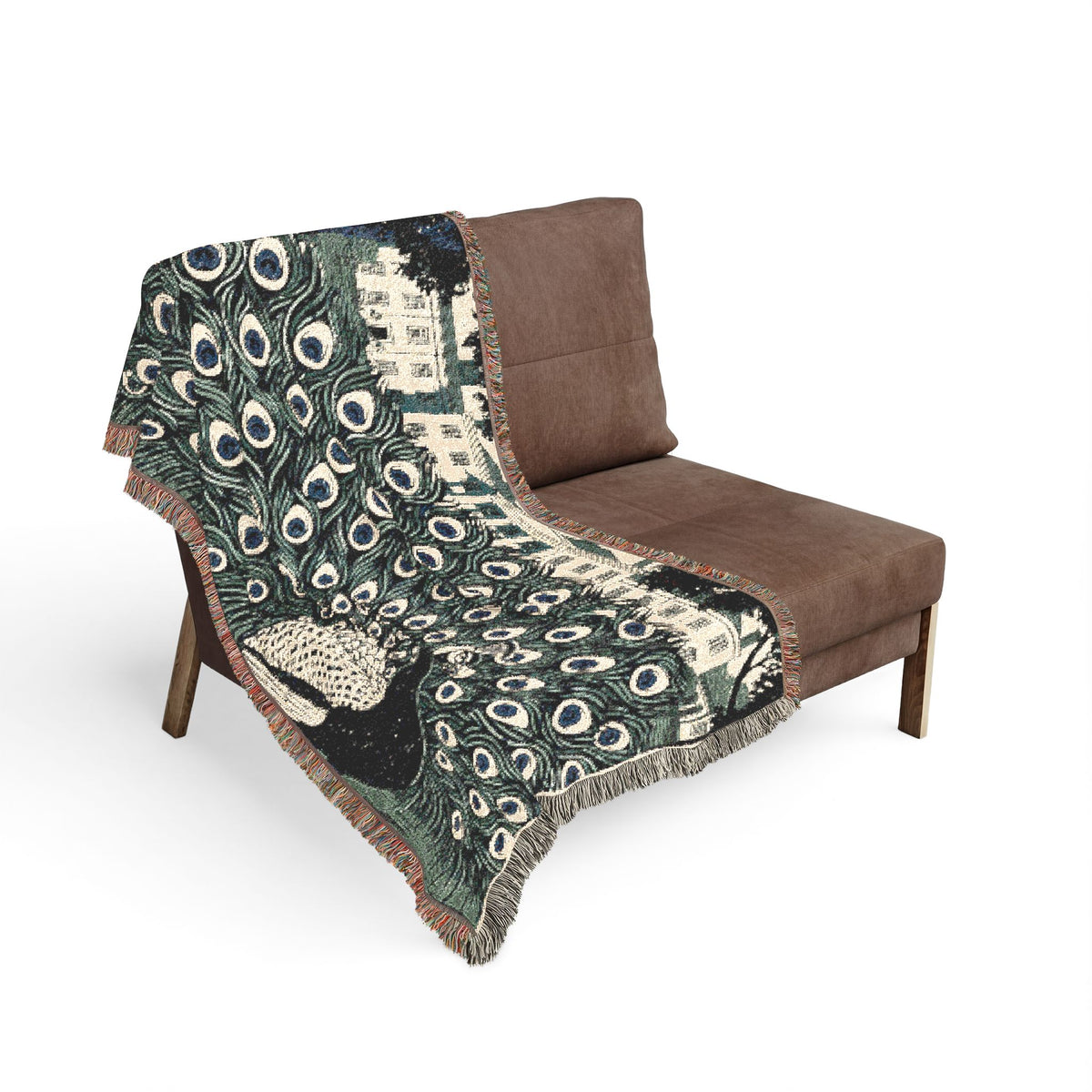 Peacock - Mansfield Park - Woven Blanket | Peacock Feather Throw, Decorative Jacquard