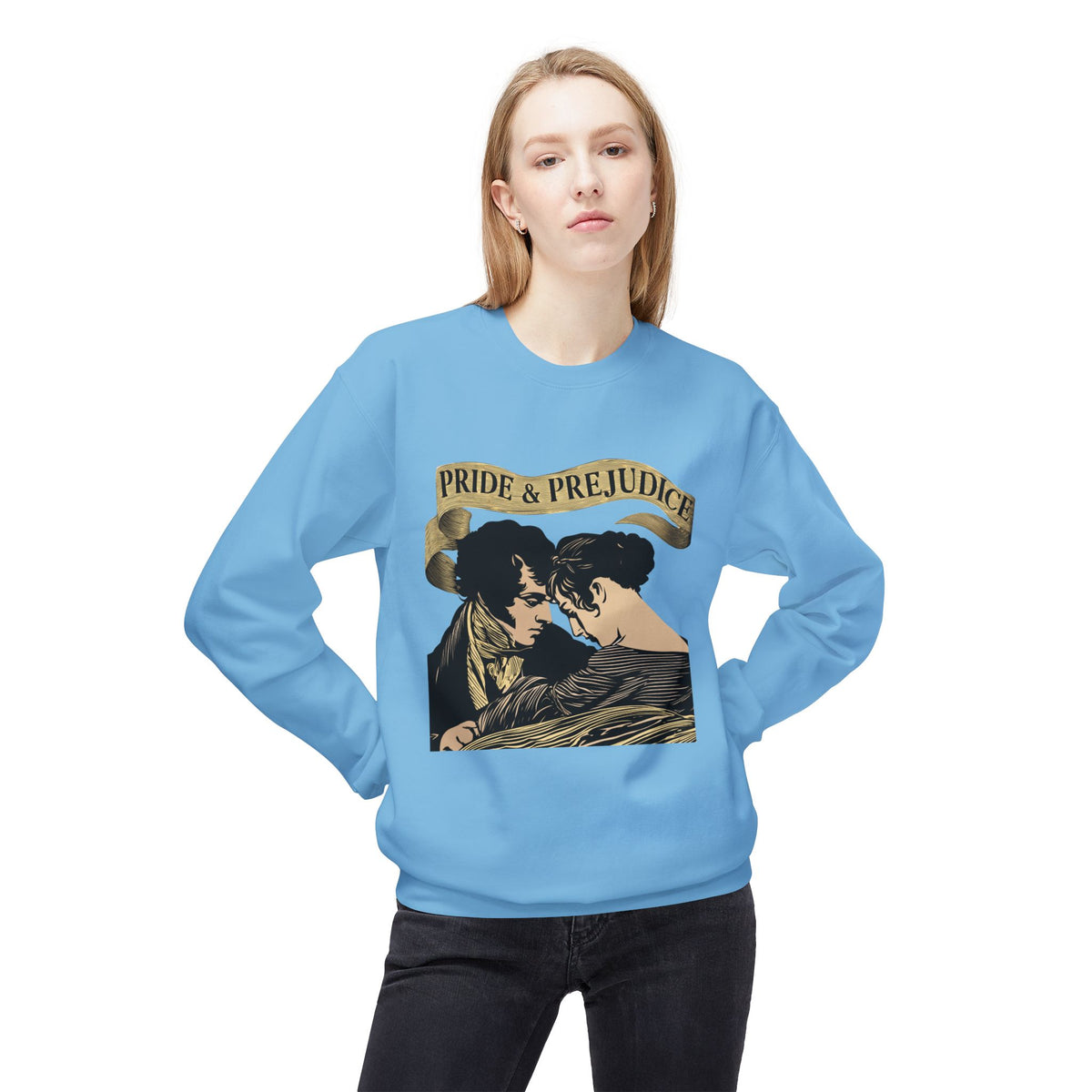 Sepia Toned Pride & Prejudice Crewneck Sweatshirt — Vintage Romance Literary Pullover