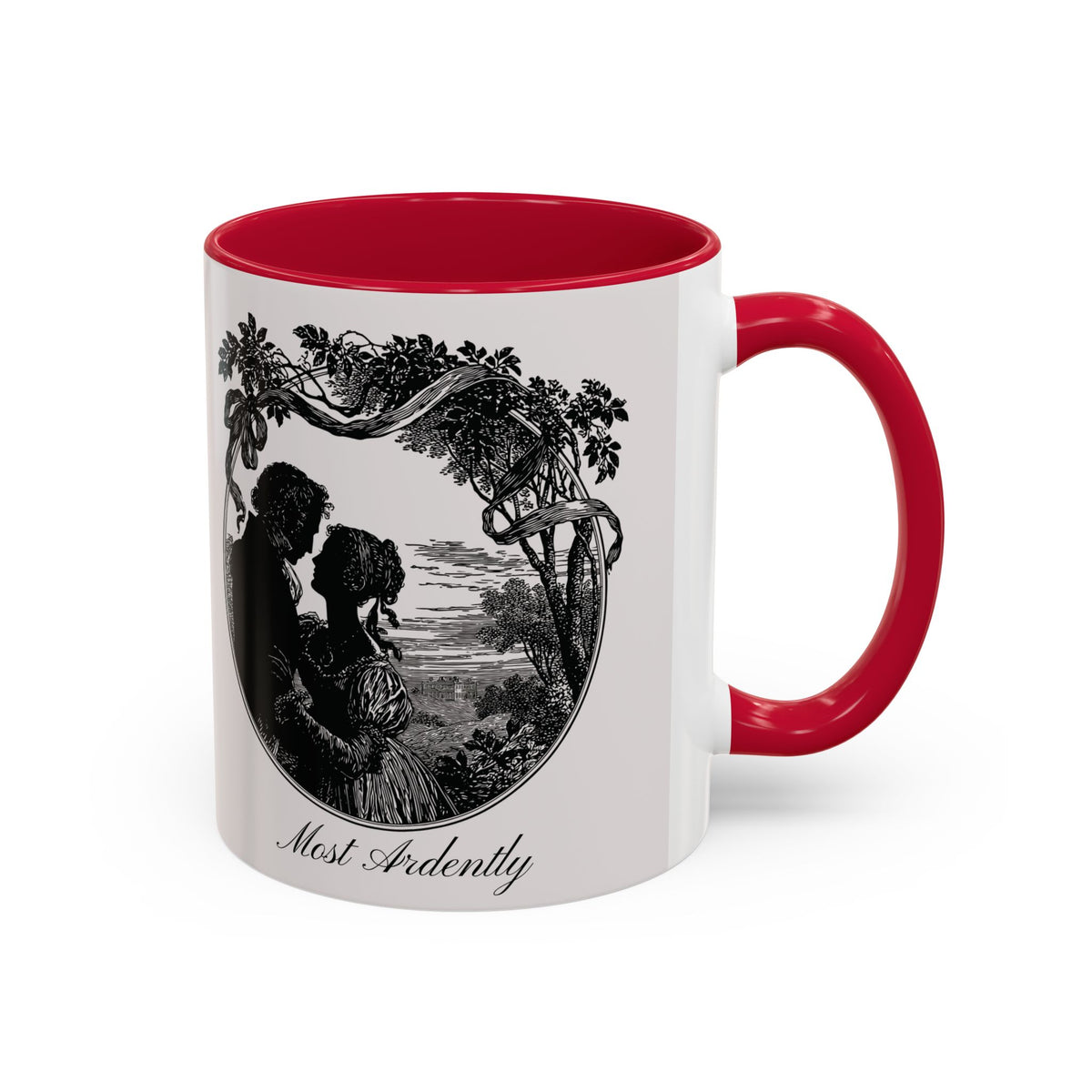 Romantic Vintage Silhouette Mug — "Most Ardently" Tea Coffee Cup (11oz/15oz)