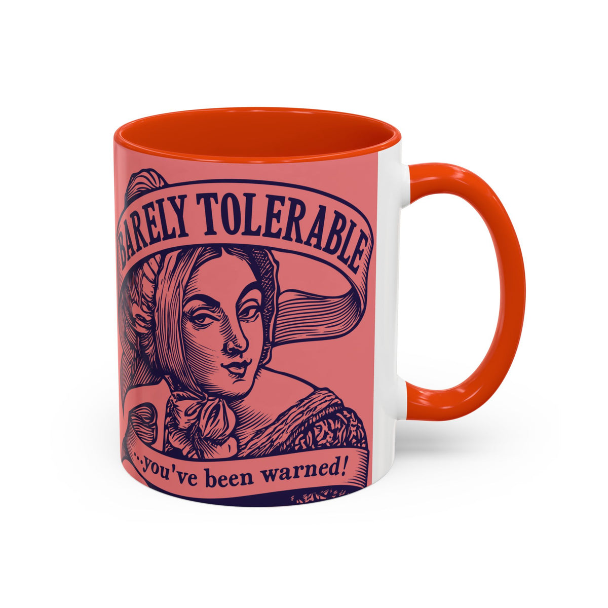 Barely Tolerable Vintage Portrait Mug — Funny Retro Coffee Cup (11oz/15oz)