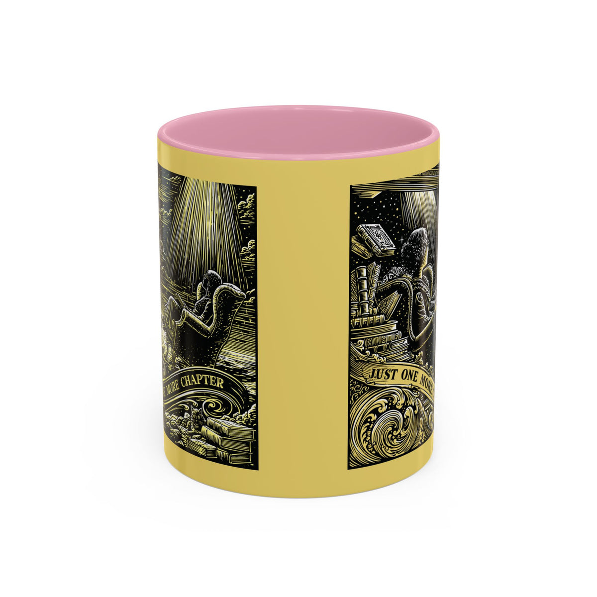 "Just One More Chapter" Under UFO Illustration Mug | Color Accent Coffee Cup
