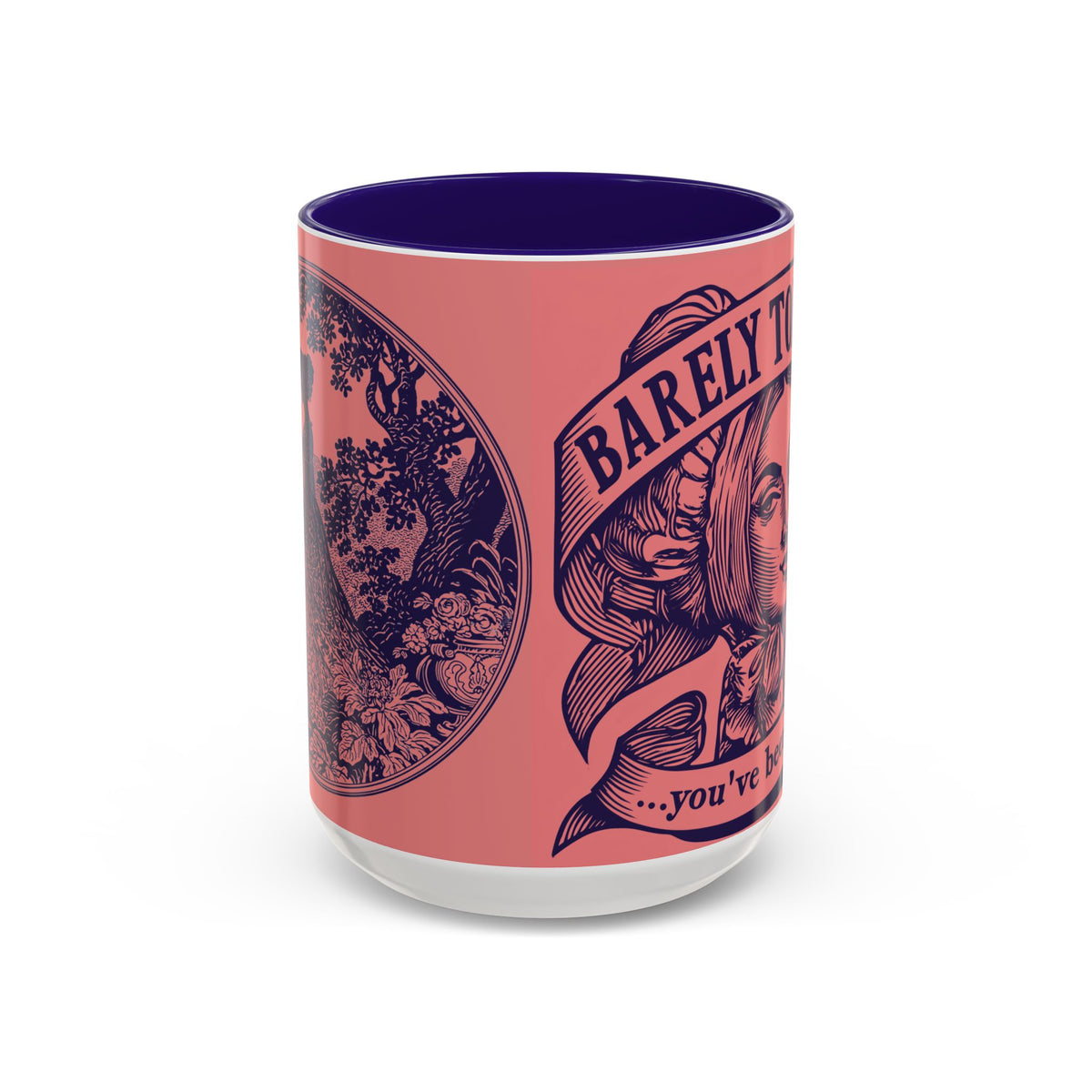 Barely Tolerable Vintage Portrait Mug — Funny Retro Coffee Cup (11oz/15oz)