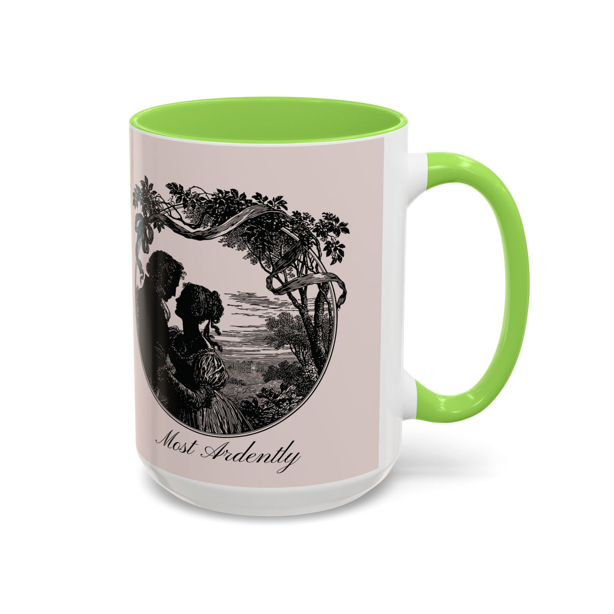 Romantic Vintage Silhouette Mug — "Most Ardently" Tea Coffee Cup (11oz/15oz)