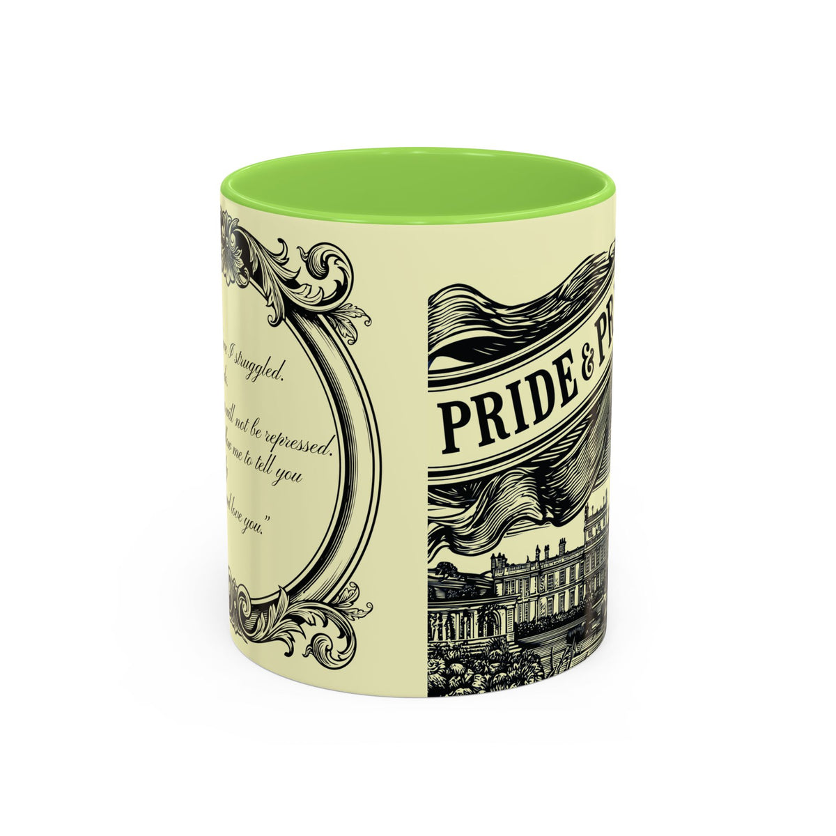 Pride & Prejudice Vintage Illustration Ceramic Mug — Mr. Darcy at Pemberley with Quote (11oz/15oz)
