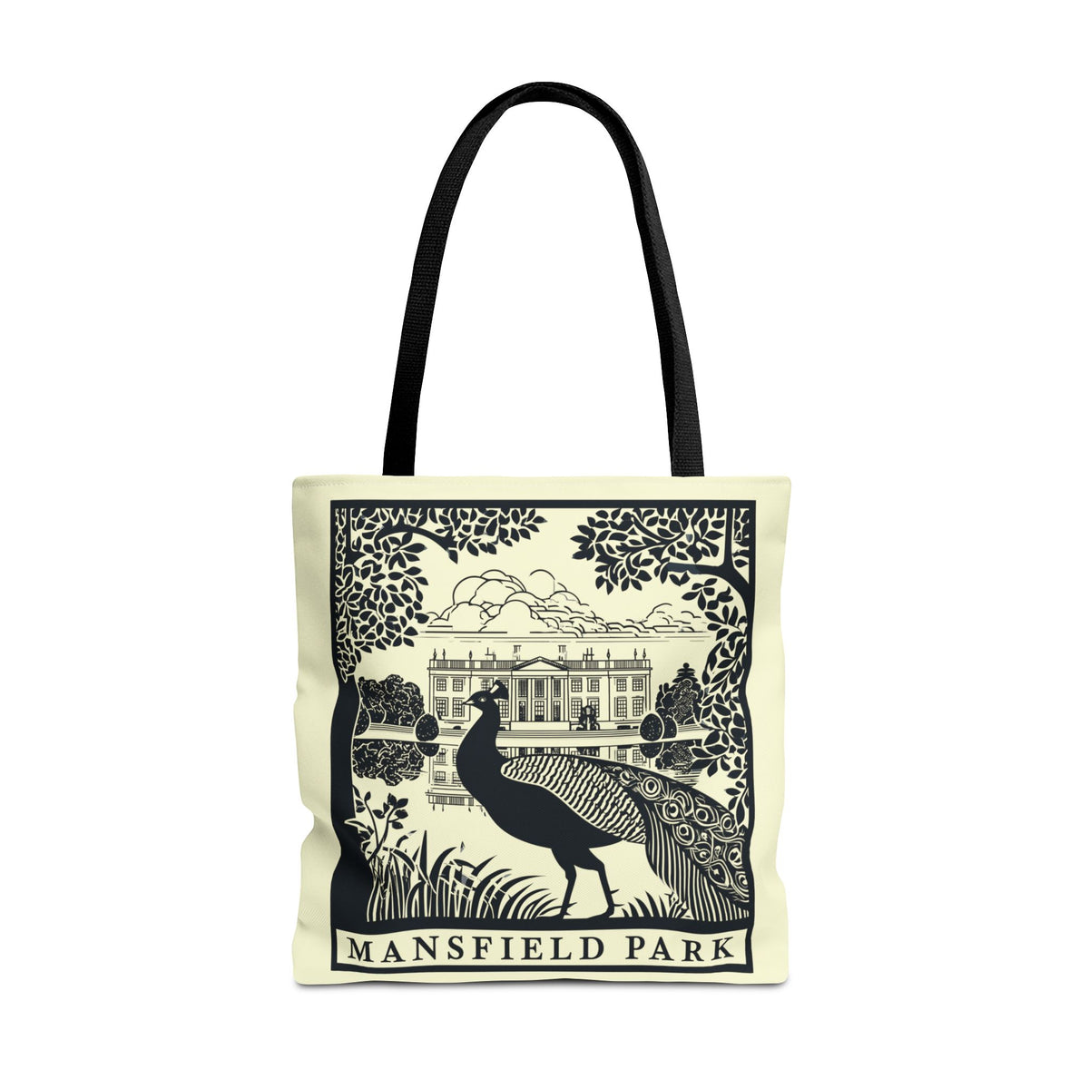 Mansfield Park Illustrated Tote — Vintage Estate Peacock Tote Bag