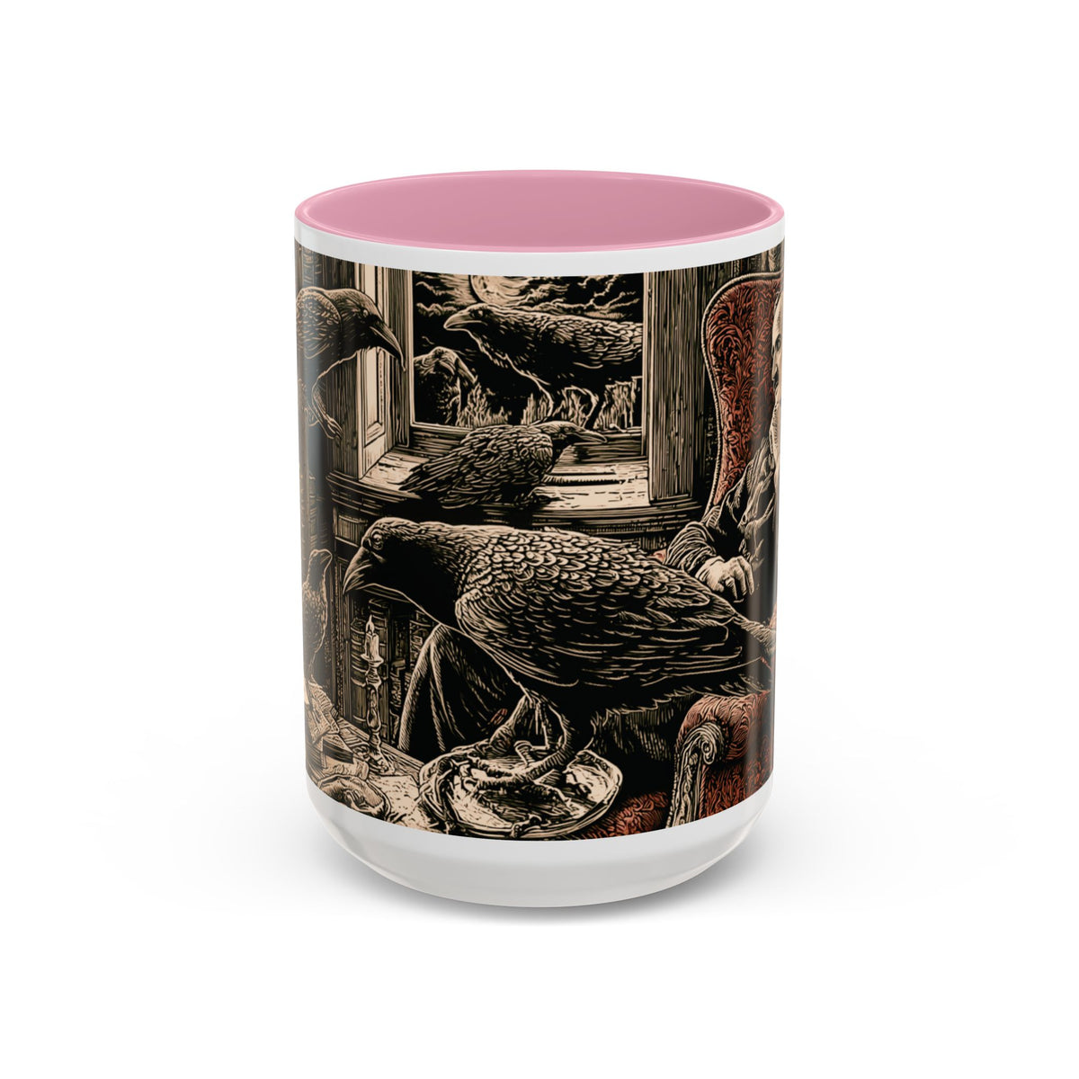 Edgar Allan Poe Raven Portrait Mug | Ceramic Coffee Cup