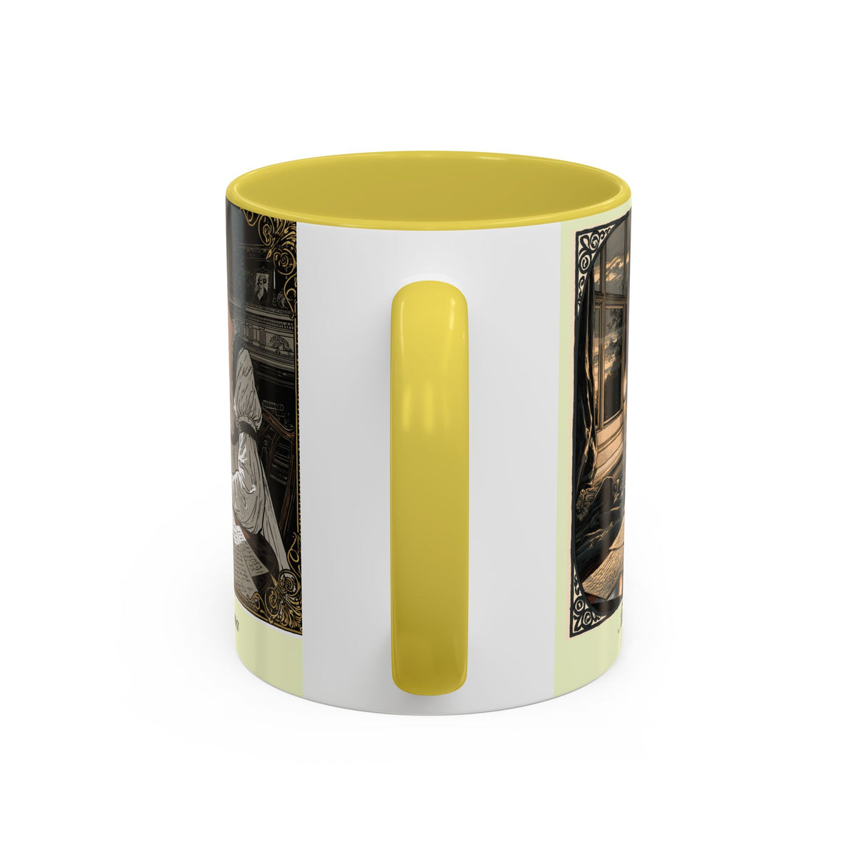 Regency Tea Quote Mug — 'Young Jane Austen Writing at Her Desk' Ceramic Coffee & Tea Cup (11oz/15oz)