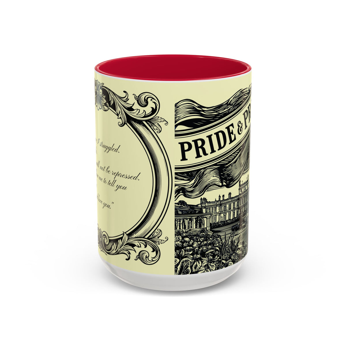 Pride & Prejudice Vintage Illustration Ceramic Mug — Mr. Darcy at Pemberley with Quote (11oz/15oz)