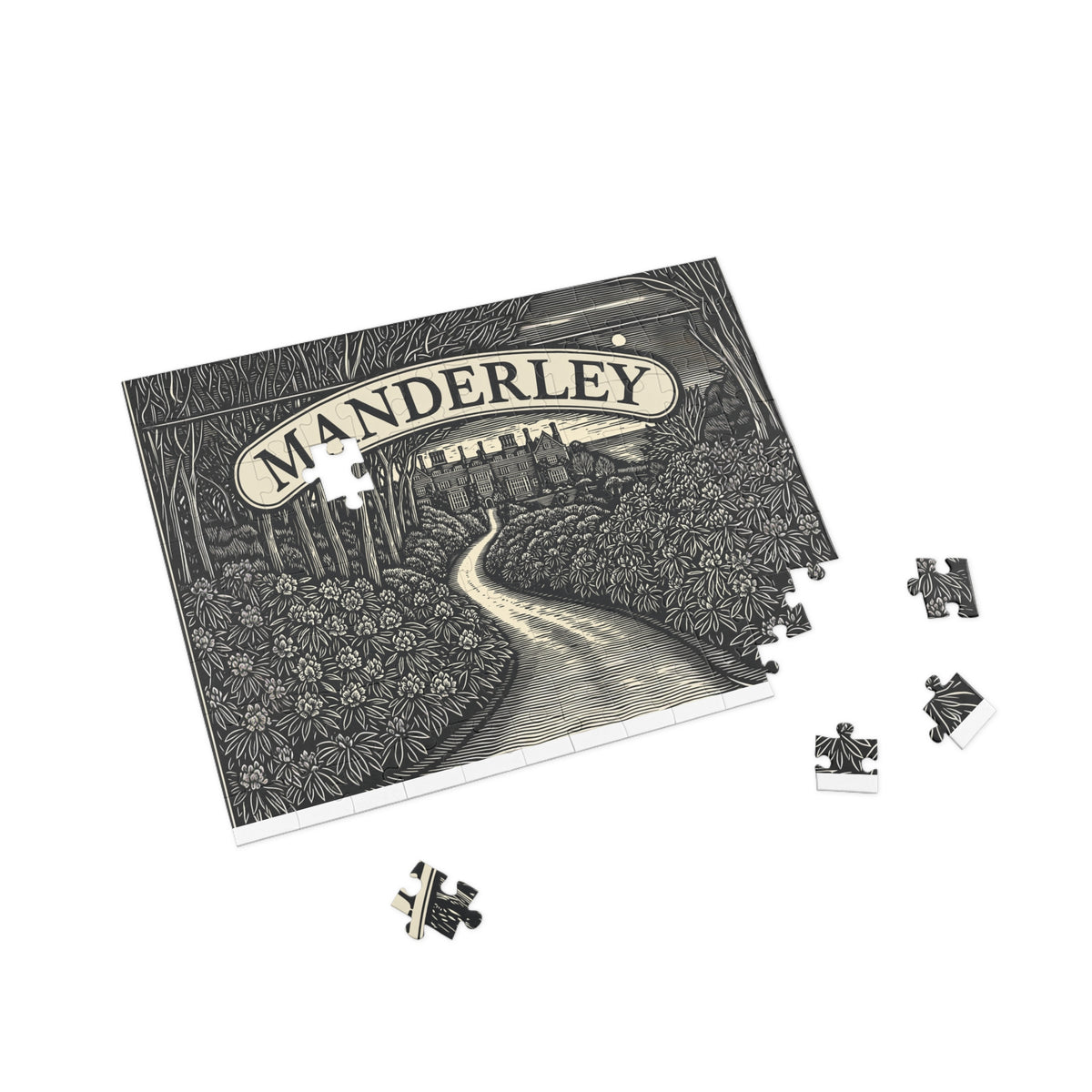 Manderley Scenic Puzzle — 'Manderley' Vintage Manor Path Jigsaw (96/252/500/1000 pcs)