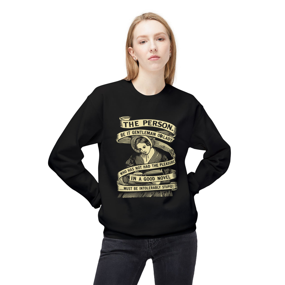 Novel Lover Crewneck Sweatshirt — "Reading Good Books" Vintage Book Quote