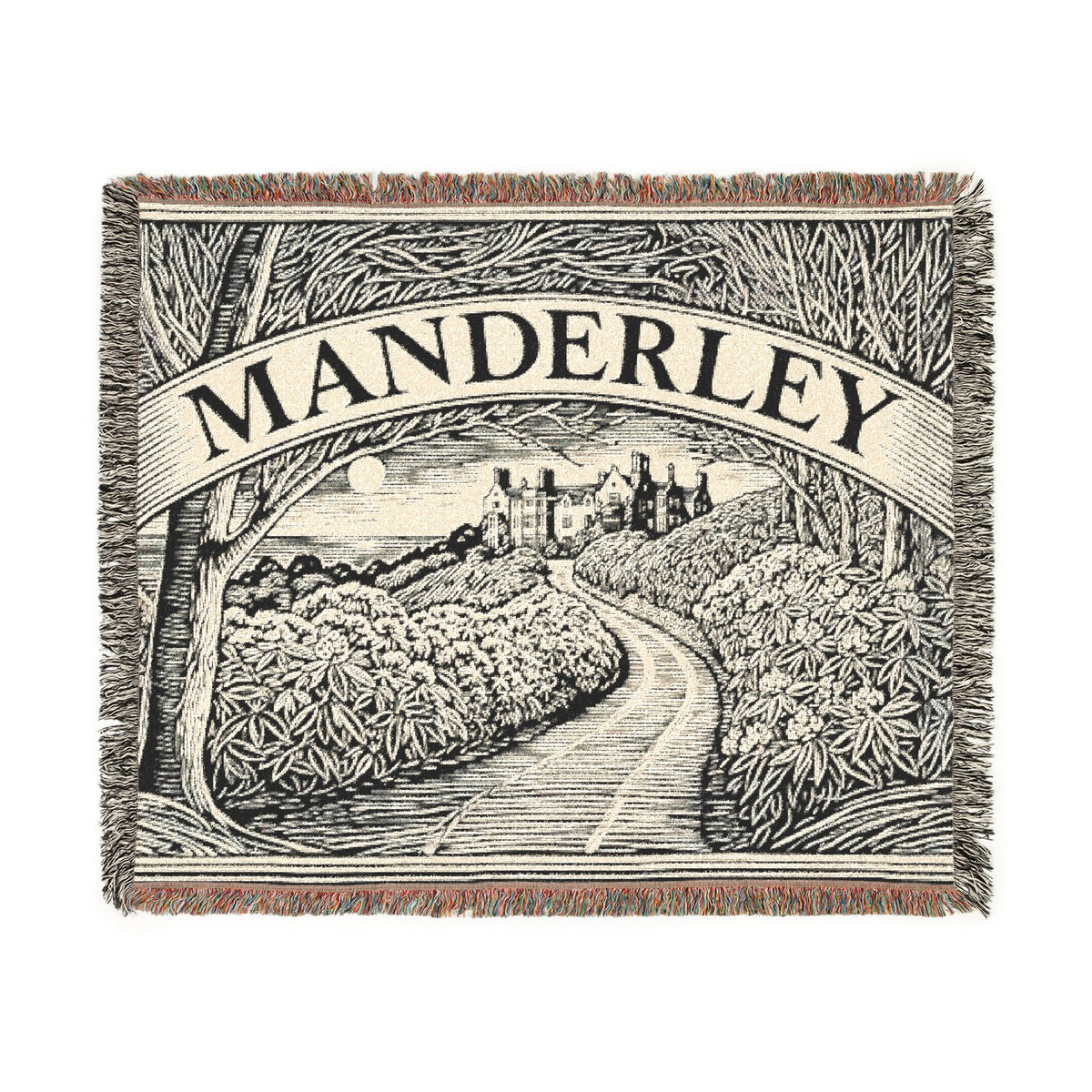 x Manderley Estate Landscape Woven Blanket | Vintage Manor Tapestry Throw