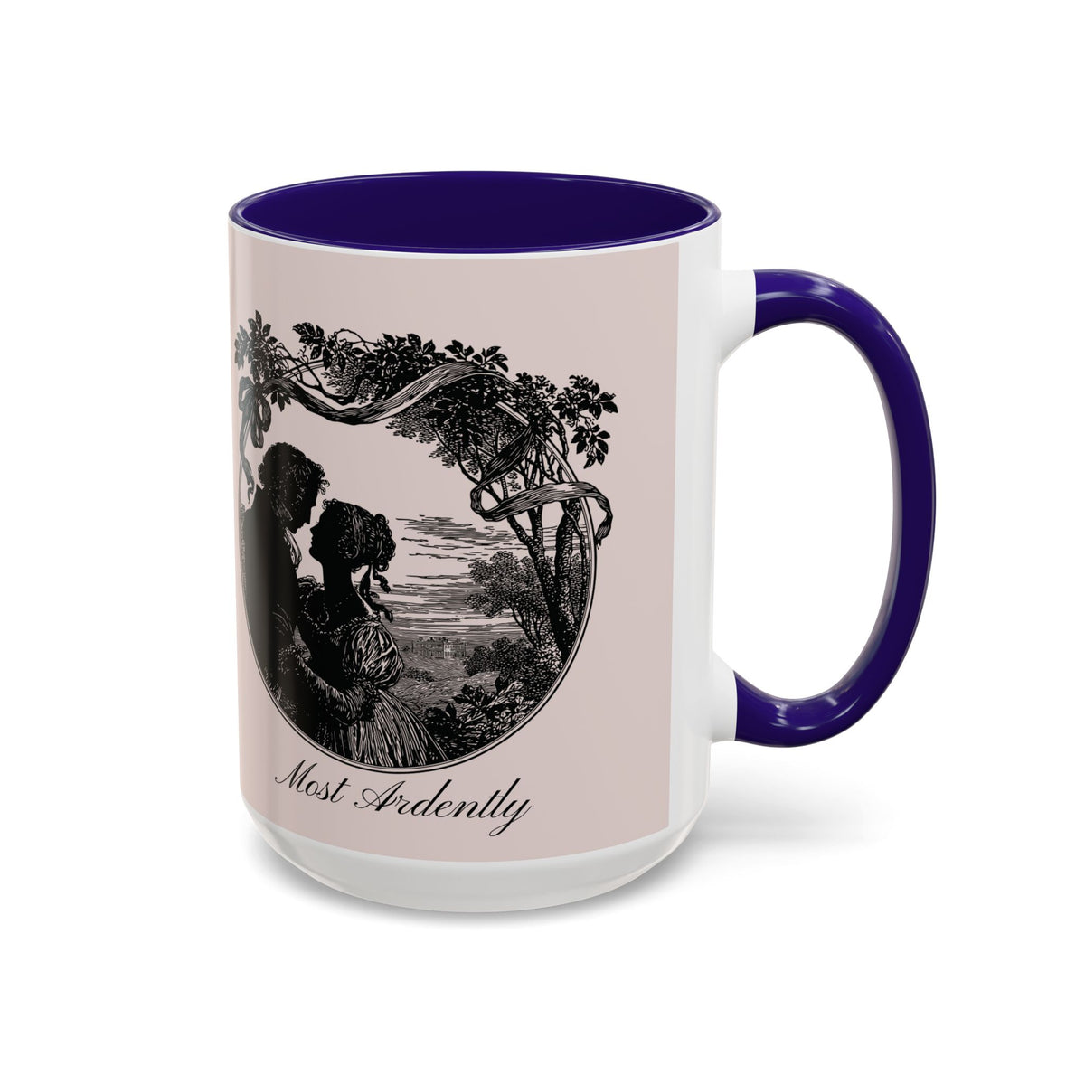 Romantic Vintage Silhouette Mug — "Most Ardently" Tea Coffee Cup (11oz/15oz)