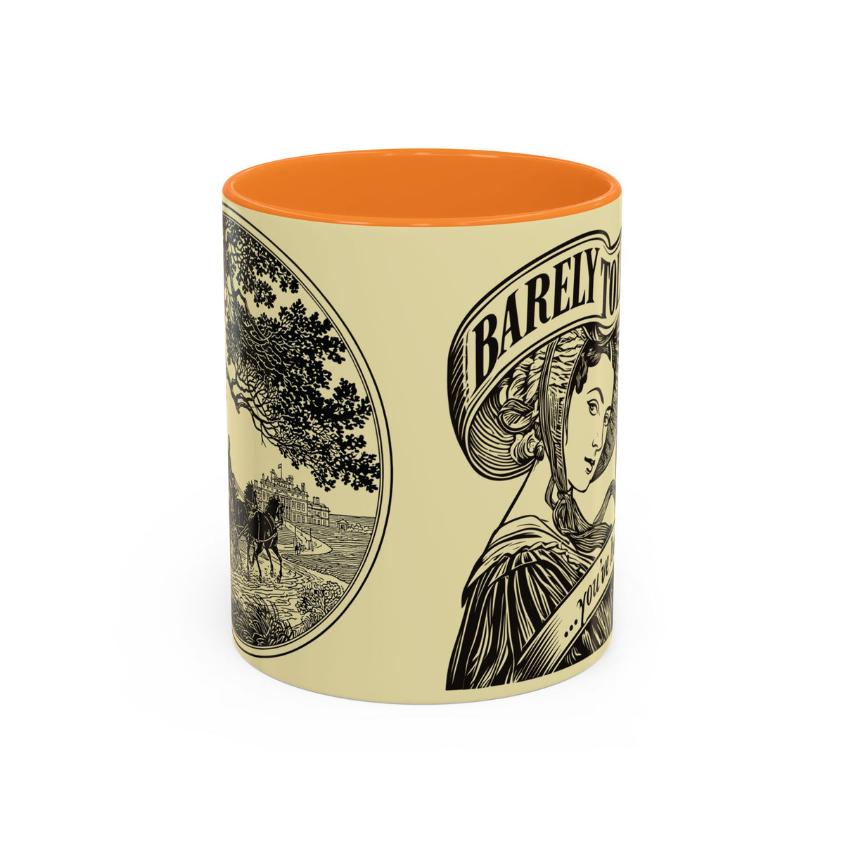 Vintage 'Barely Tolerable' Illustration Coffee Mug (11oz/15oz)
