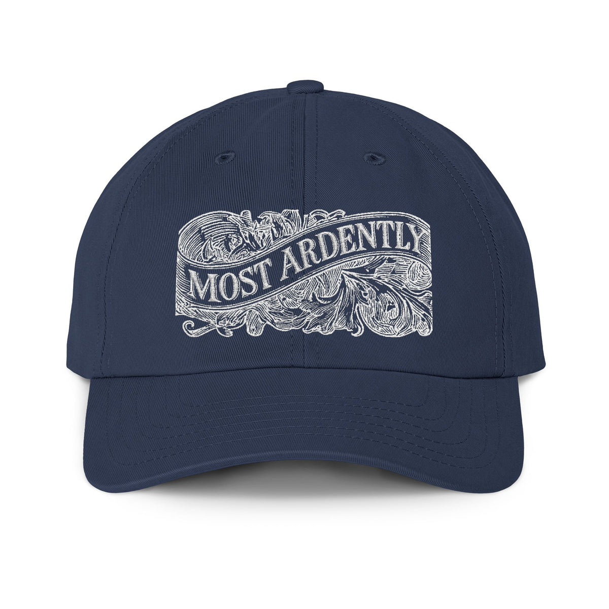 'Most Ardently' Vintage Engraving —  Cream Lettering Outdoor Cap