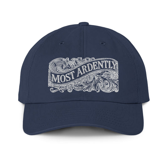'Most Ardently' Vintage Engraving —  Cream Lettering Outdoor Cap